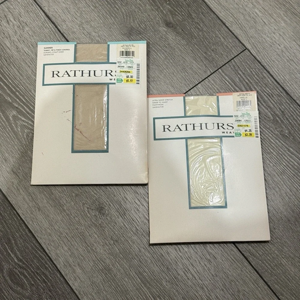 Rathurst Weavers Slimmer & Ultra Sheer Stretch Pantyhose Lot Vanilla Seashell C‎